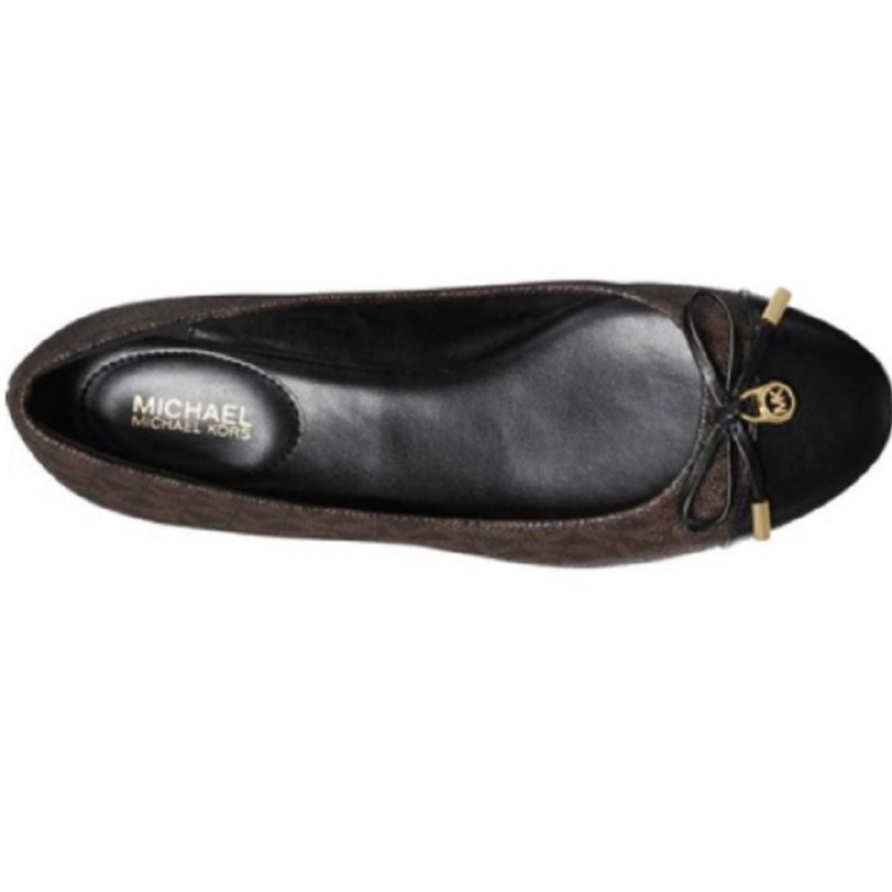 $79 NWT (9.5) Michael Michael Kors Leather Signature Flat - Picture 6 of 7